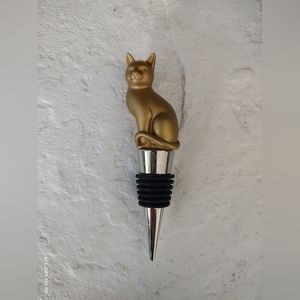 Gold Sitting Cat Wine/Bottle Stopper